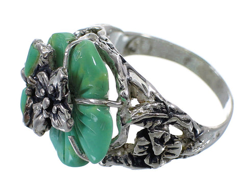 Southwestern Turquoise Silver Flower Dragonfly Ring Size 5-1/4 RX82548